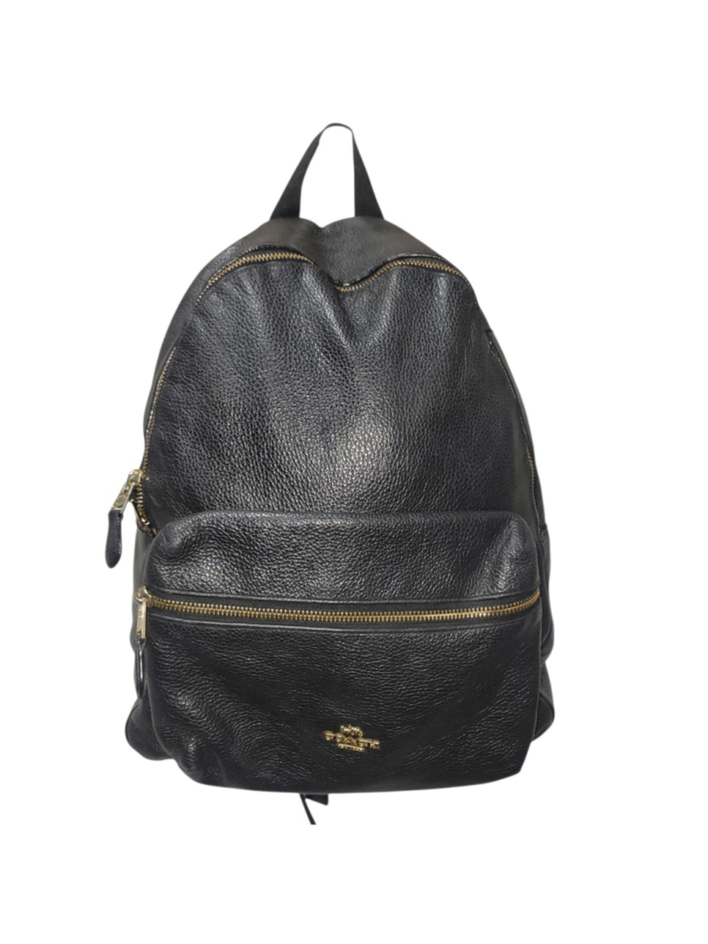 COACH F29004 Large Black Pebble Leather Charlie Adult Unisex Backpack Pre-owned